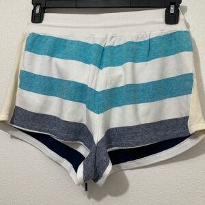 Splendid X Gray Malin Seaside Stripe Knit Cotton Stretch Pull On Shorts L